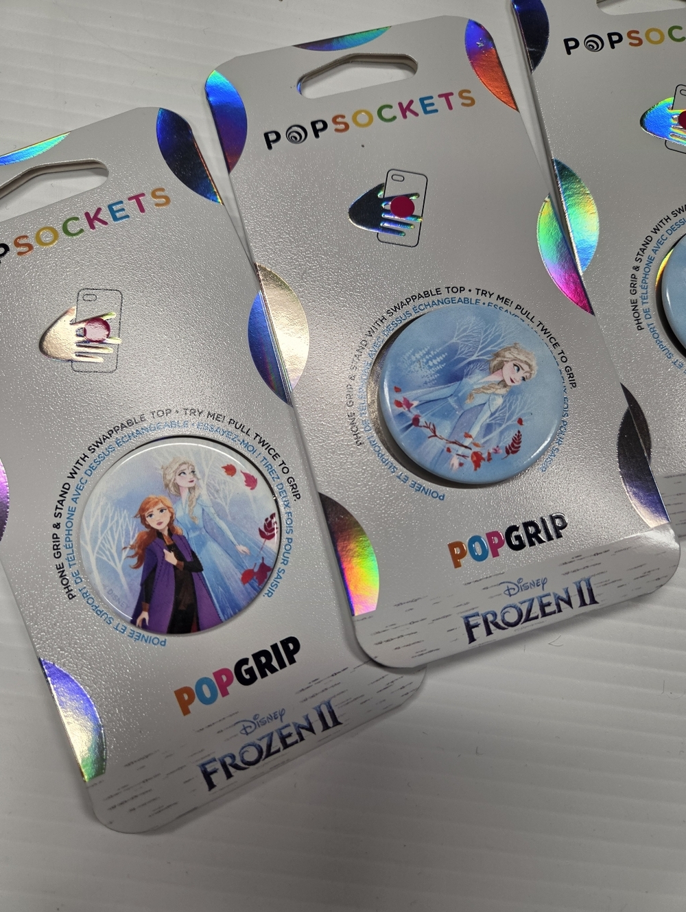 New Set of 3 Disney Frozen II PopSockets PopGrips Anna Elsa Swappable Tops NIP - Picture 3 of 5